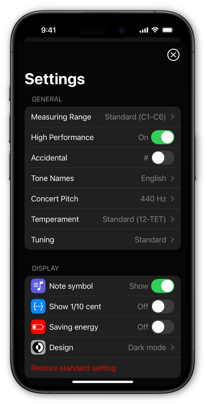 Tuning list screenshot